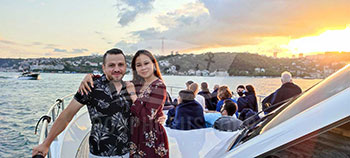 Istanbul Sunset Cruise on the Bosphorus, Bosphorus Sunset Cruise with Live Guide on Luxury Yacht.